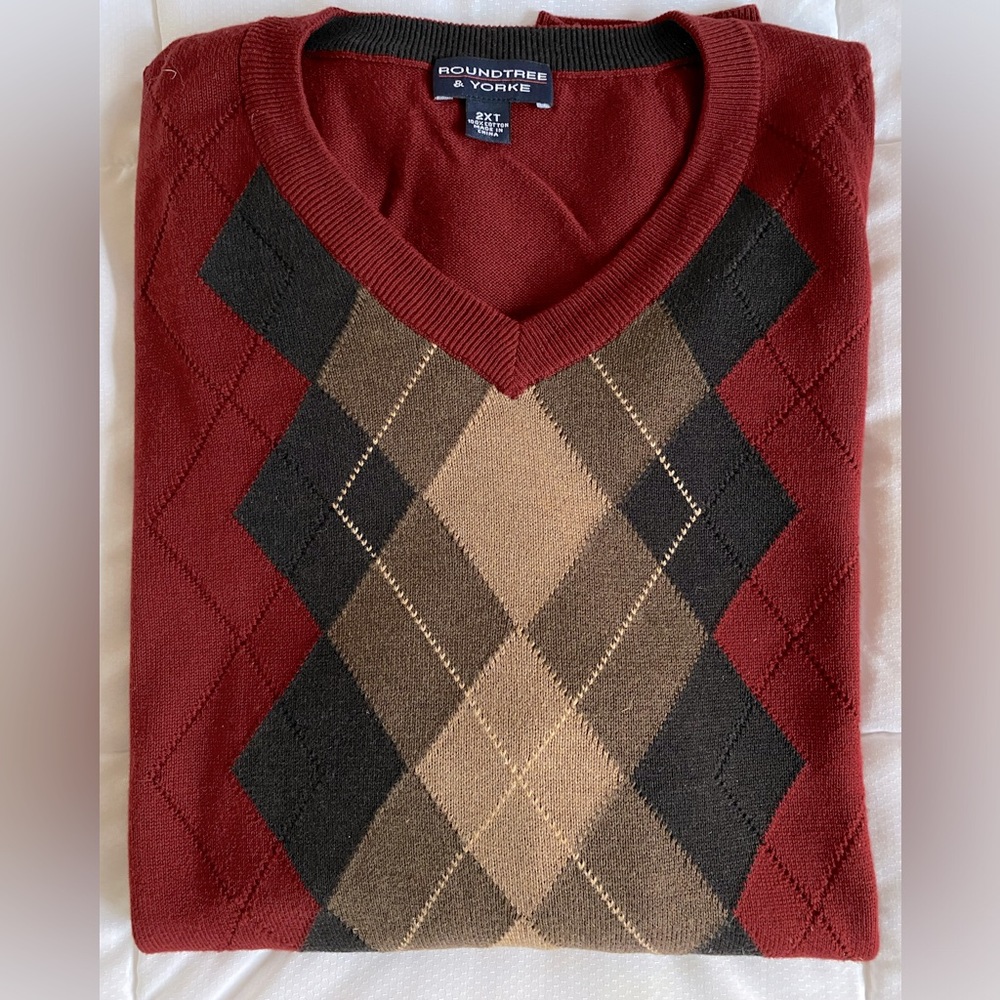 Roundtree & Yorke Men’s Pullover V-Neck Sweater Tall Man Size 2XLT